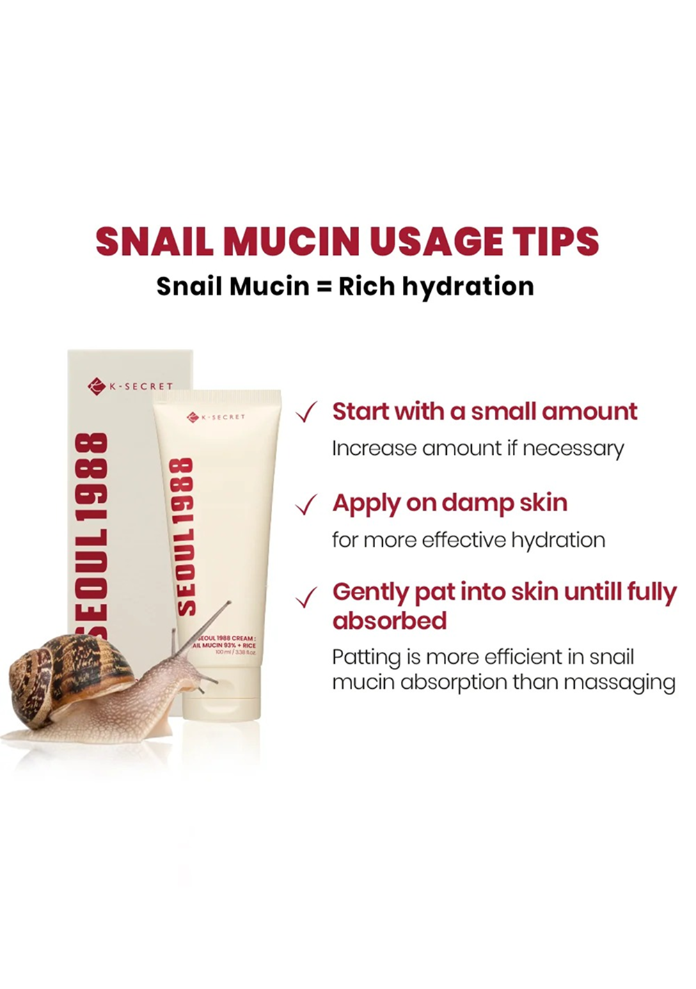 SEOUL 1988 Cream : Snail Mucin 93% + Rice (100ml)