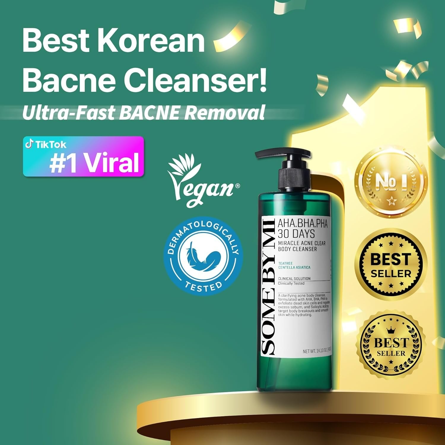 AHA, BHA, PHA 30 Days Miracle Acne Clear Body Cleanser (400g)
