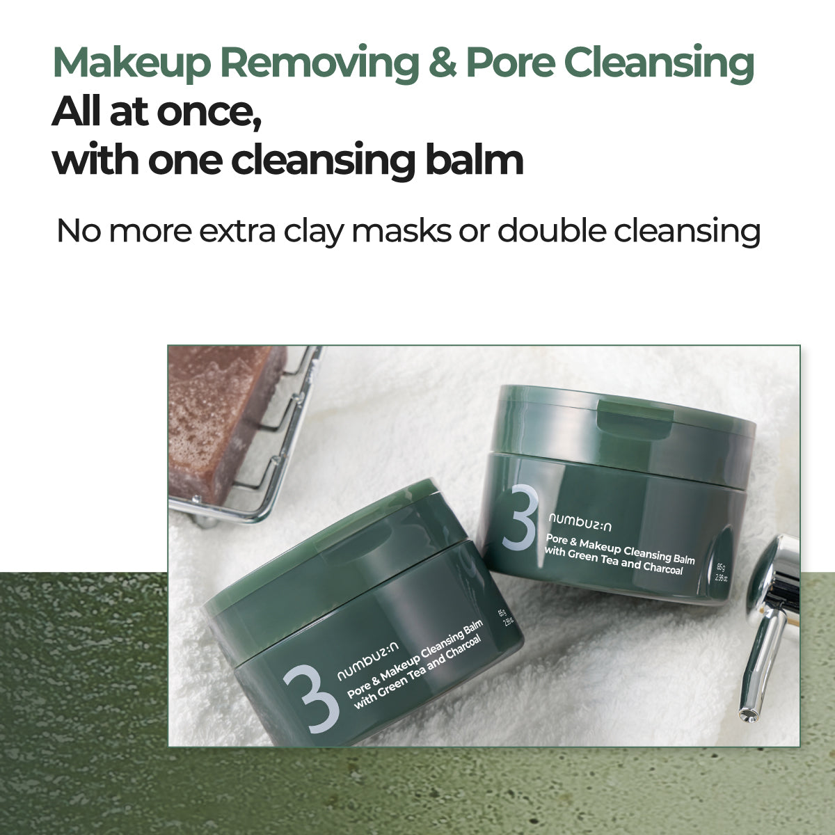 No. 3 Pore & Makeup Cleansing Balm With Green Tea And Charcoal (85g)