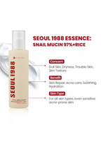 SEOUL 1988 Essence : Snail Mucin 97% + Rice (100ml)