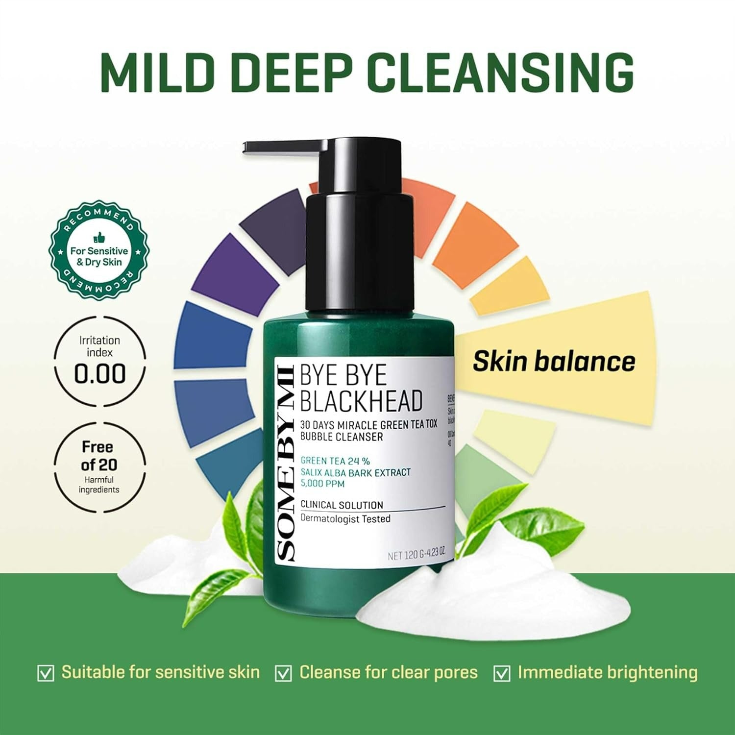 Bye Bye Blackhead 30 Days Miracle Green Tea Tox Bubble Cleanser (120g)