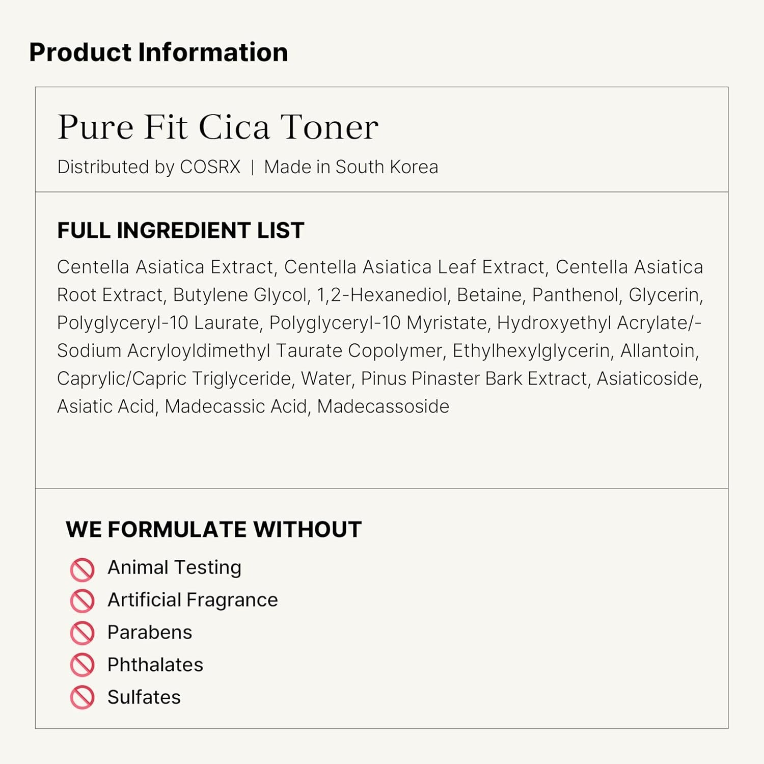 Pure Fit Cica Toner (150ml)
